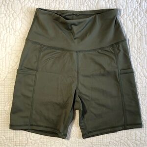HALARA NEW Women's High-Waisted Bike Shorts in Olive Size XS